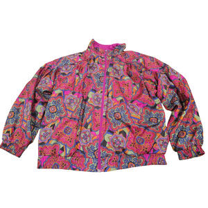 Vintage Lavon 80's 90's Pink Women's Track Jacket Tracksuit Size M Floral